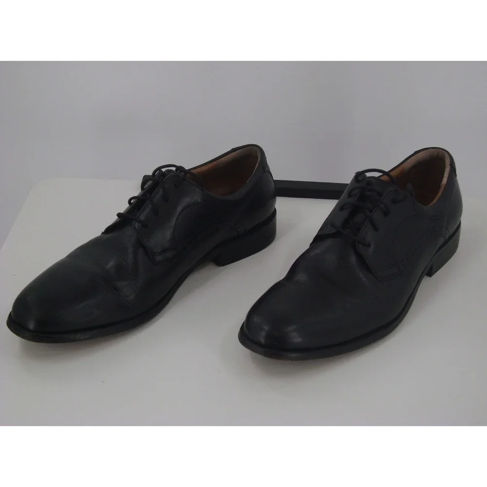 Johnston & Murphy Mens 10.5 M‎ Black Leather Derby Dress Shoes 59-2015 H21